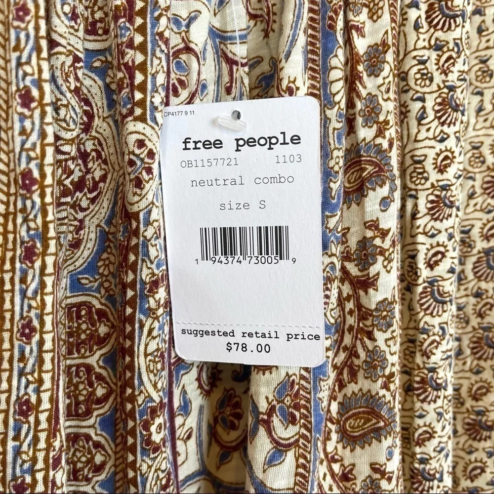 Free People Mess Around Tunic Sleeveless Neutral Combo Top Size Small Women
